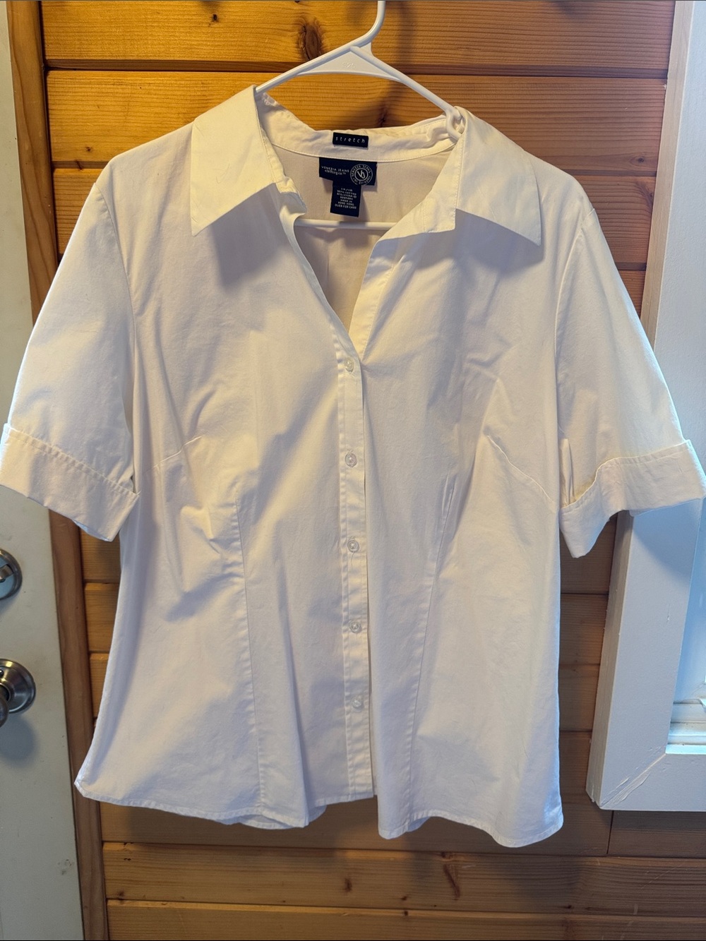 White Short-Sleeve Button-Down Shirt